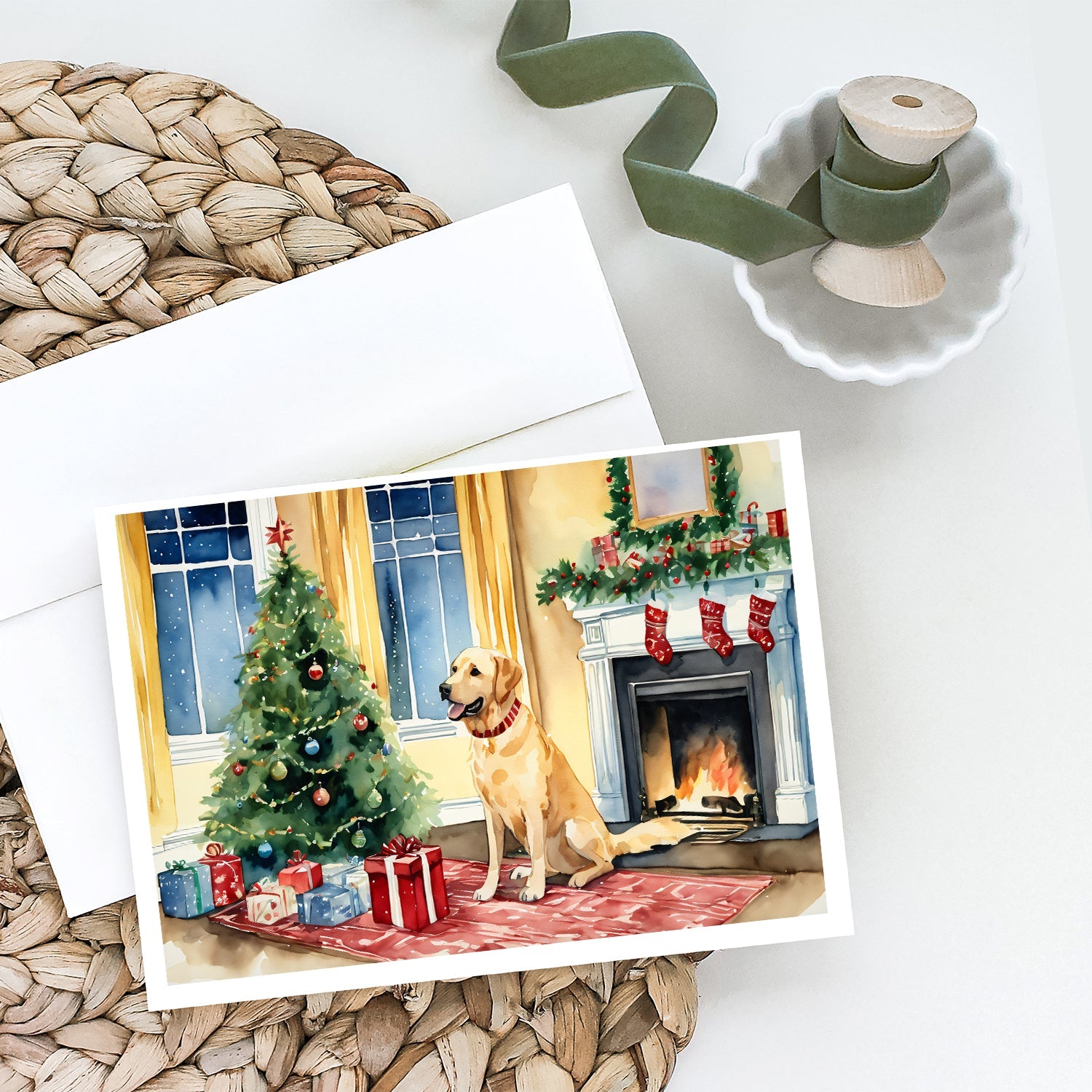Labrador Retriever Cozy Christmas Greeting Cards Pack of 8 Blank Cards with Envelopes Whimsical A7 Size 5x7