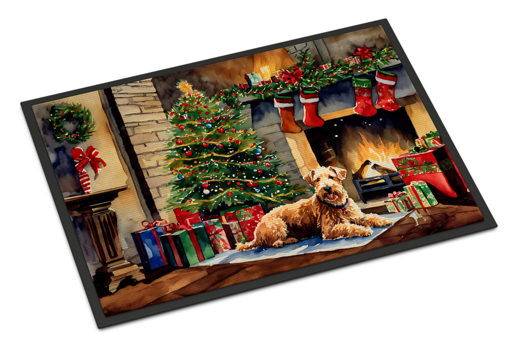 Lakeland Terrier Cozy Christmas Doormat Indoor Outdoor 18H X 27W Front Door Mat Rugs for Entryway, Non Slip Washable