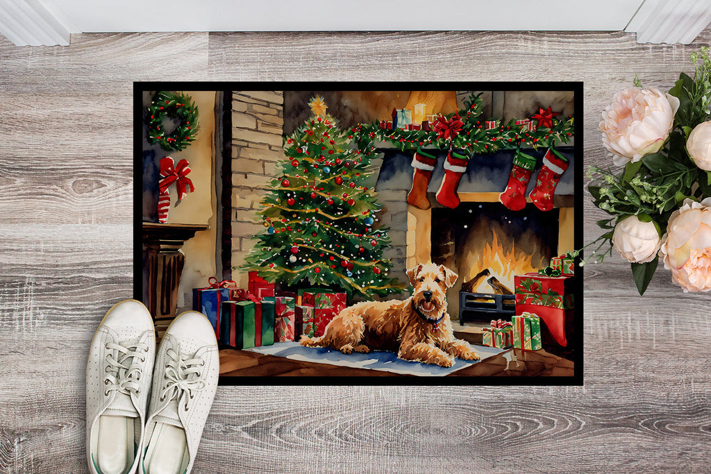 Lakeland Terrier Cozy Christmas Doormat Indoor Outdoor 18H X 27W Front Door Mat Rugs for Entryway, Non Slip Washable