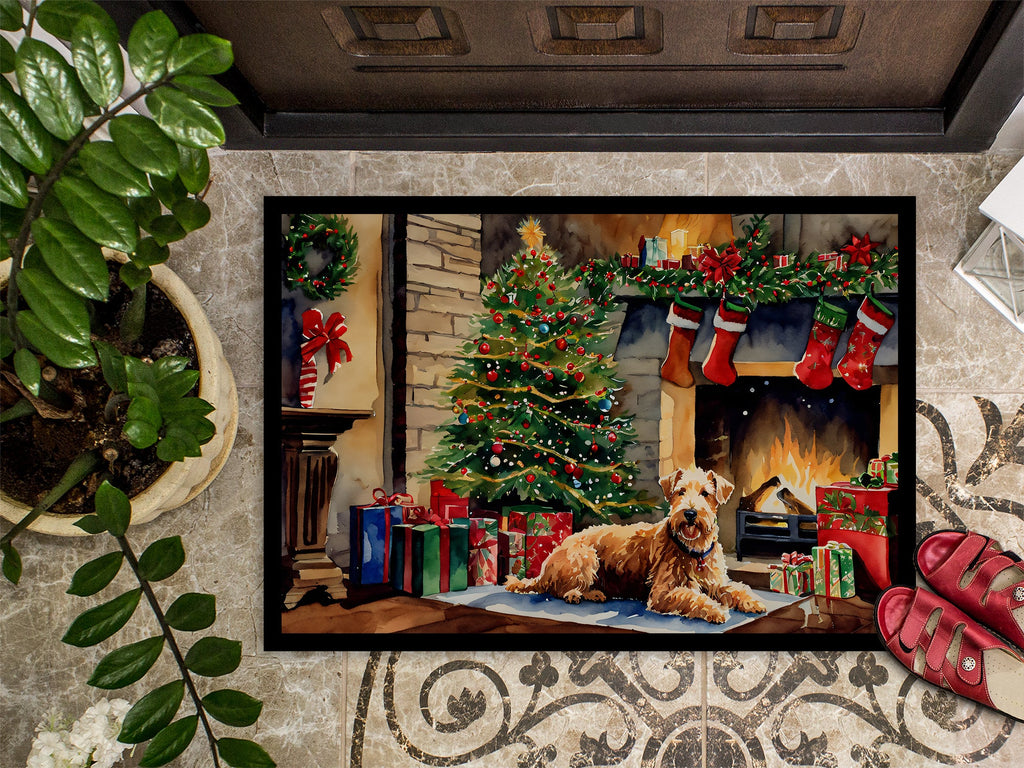 Lakeland Terrier Cozy Christmas Doormat Indoor Outdoor 18H X 27W Front Door Mat Rugs for Entryway, Non Slip Washable