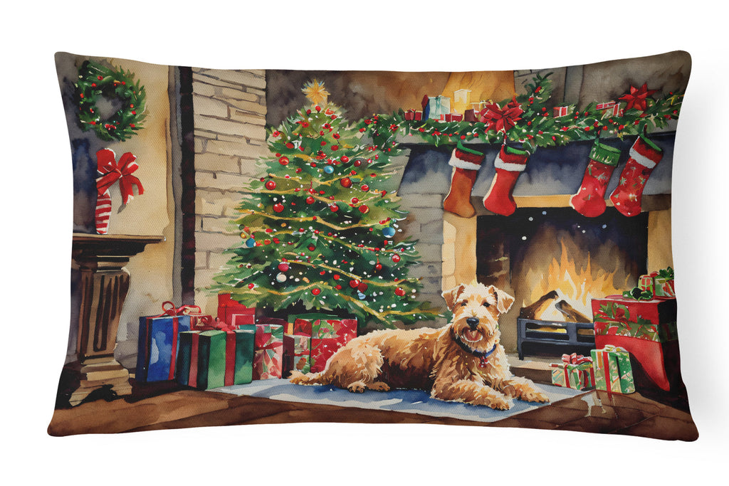 Lakeland Terrier Cozy Christmas Decorative Throw Pillow 12x16 Indoor Outdoor Accent Cushion, Fabric Cover with Insert for Sofa, Bed, Porch & Living Room