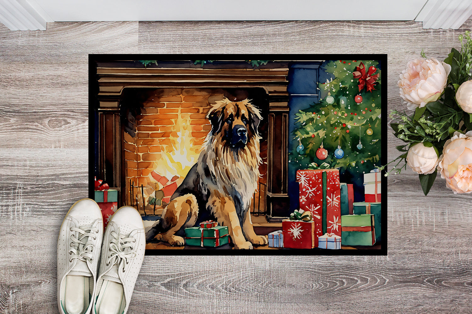 Leonberger Cozy Christmas Doormat Indoor Outdoor 18H X 27W Front Door Mat Rugs for Entryway, Non Slip Washable