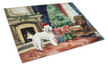 Maltese Cozy Christmas Cutting Board Tempered Glass Kitchen Cutting Surface, Heat Resistant Chopping, Non-Slip Feet, Food Prep & Serving