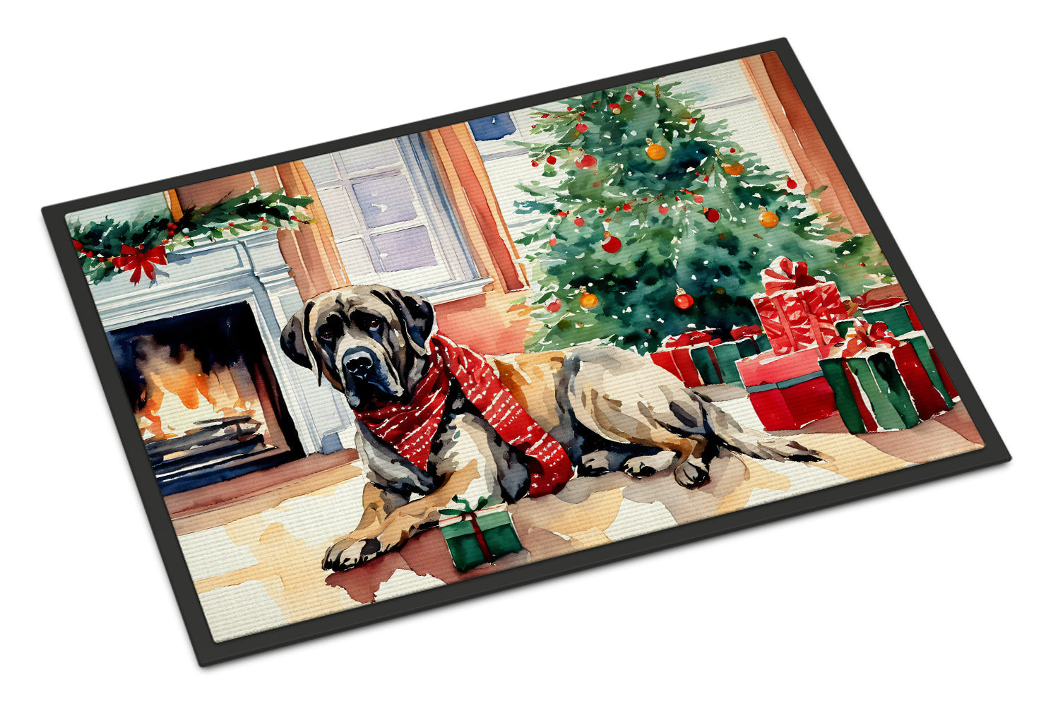 Mastiff Cozy Christmas Doormat Indoor Outdoor 24H X 36W Front Door Mat Rugs for Entryway, Non Slip Washable Low Pile,