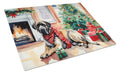 Mastiff Cozy Christmas Cutting Board Tempered Glass Kitchen Cutting Surface, Heat Resistant Chopping, Non-Slip Feet, Food Prep & Serving