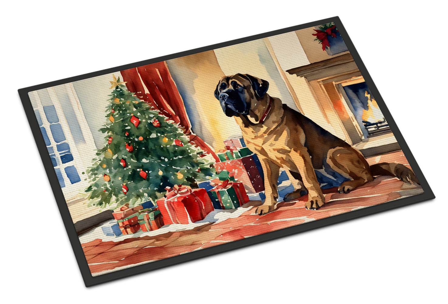 Mastiff Cozy Christmas Doormat Indoor Outdoor 18H X 27W Front Door Mat Rugs for Entryway, Non Slip Washable