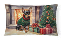Miniature Pinscher Cozy Christmas Decorative Throw Pillow 12x16 Indoor Outdoor Accent Cushion, Fabric Cover with Insert for Sofa, Bed, Porch & Living Room