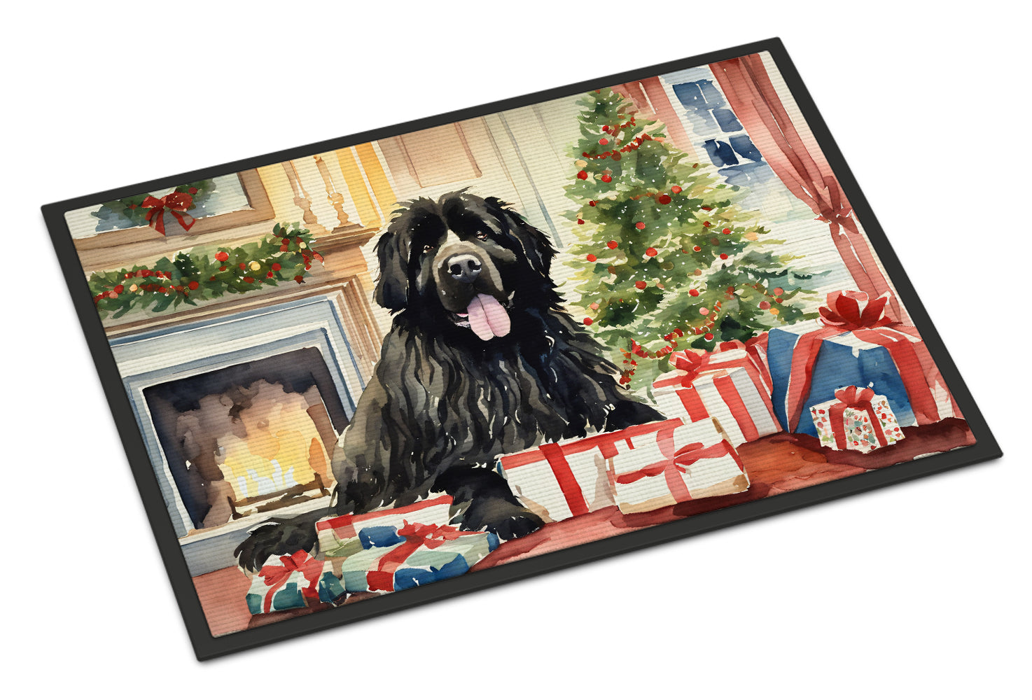Newfoundland Cozy Christmas Doormat Indoor Outdoor 18H X 27W Front Door Mat Rugs for Entryway, Non Slip Washable