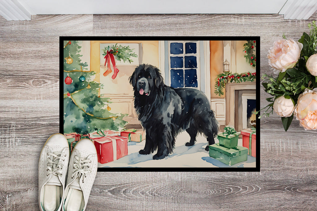 Newfoundland Cozy Christmas Doormat Indoor Outdoor 18H X 27W Front Door Mat Rugs for Entryway, Non Slip Washable