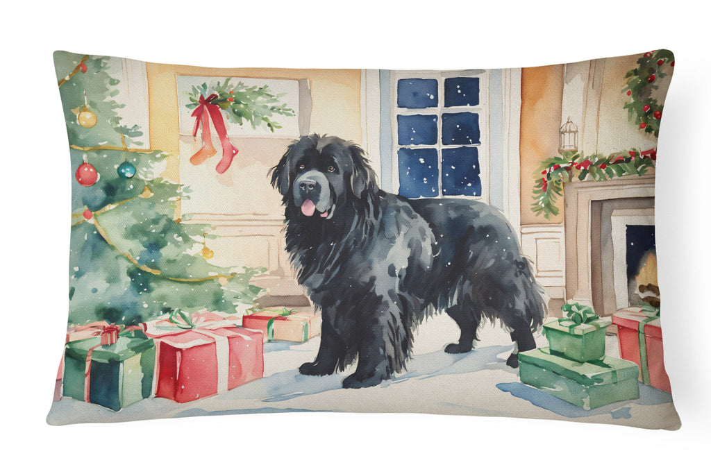 Newfoundland Cozy Christmas Decorative Throw Pillow 12x16 Indoor Outdoor Accent Cushion, Fabric Cover with Insert for Sofa, Bed, Porch & Living Room