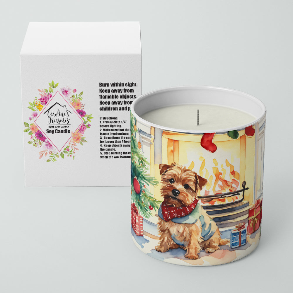 Norfolk Terrier Cozy Christmas Decorative Soy Candle Nature Soy Wax Essential Oil Home Decor Ideal for Bedroom Kitchen Bath Office Gift, 10 oz