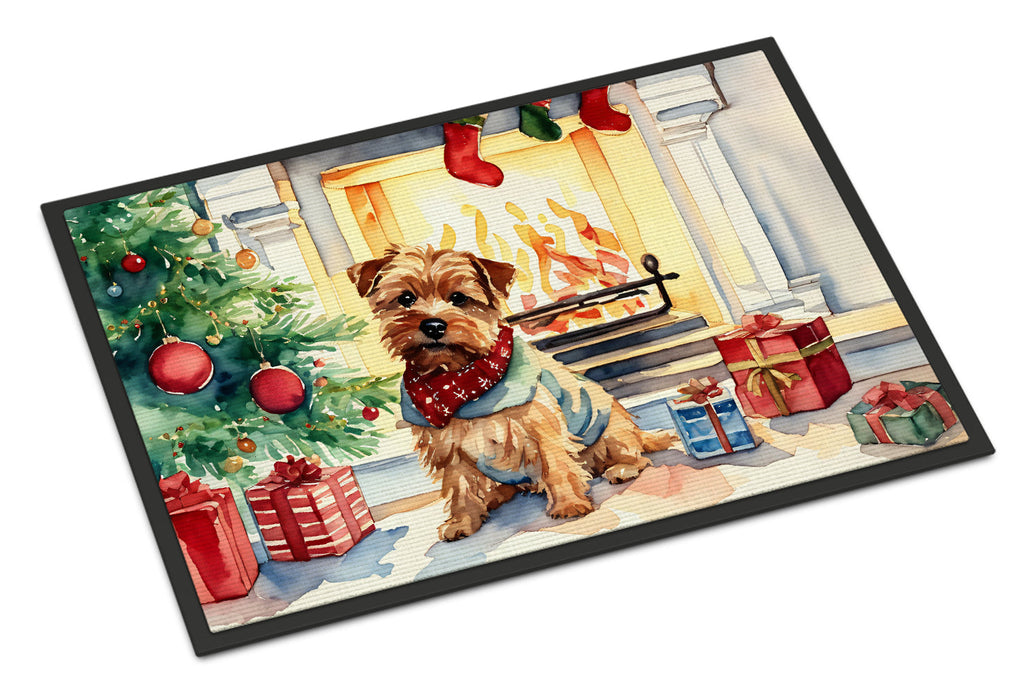 Norfolk Terrier Cozy Christmas Doormat Indoor Outdoor 18H X 27W Front Door Mat Rugs for Entryway, Non Slip Washable