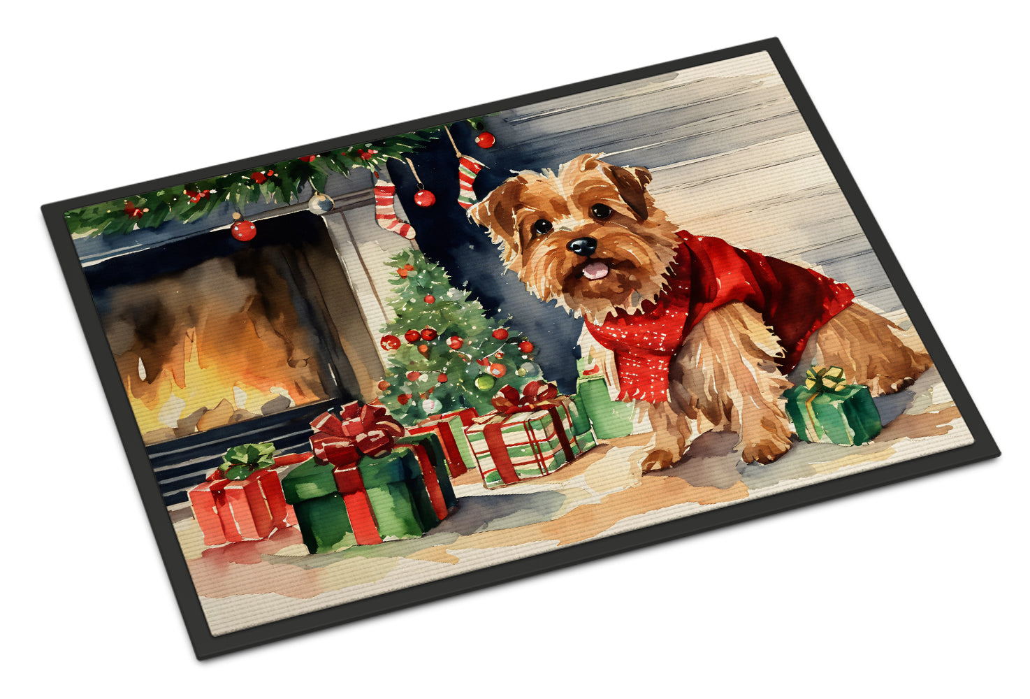 Norfolk Terrier Cozy Christmas Doormat Indoor Outdoor 24H X 36W Front Door Mat Rugs for Entryway, Non Slip Washable Low Pile,