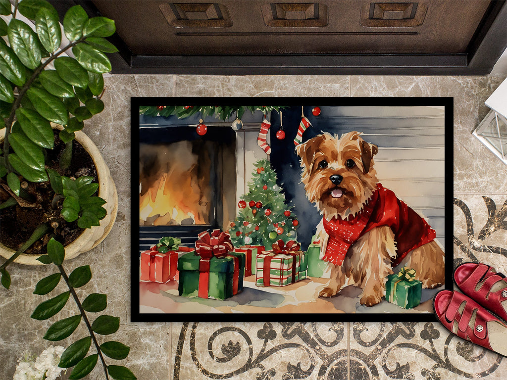 Norfolk Terrier Cozy Christmas Doormat Indoor Outdoor 18H X 27W Front Door Mat Rugs for Entryway, Non Slip Washable