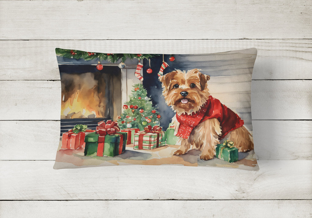 Norfolk Terrier Cozy Christmas Decorative Throw Pillow 12x16 Indoor Outdoor Accent Cushion, Fabric Cover with Insert for Sofa, Bed, Porch & Living Room