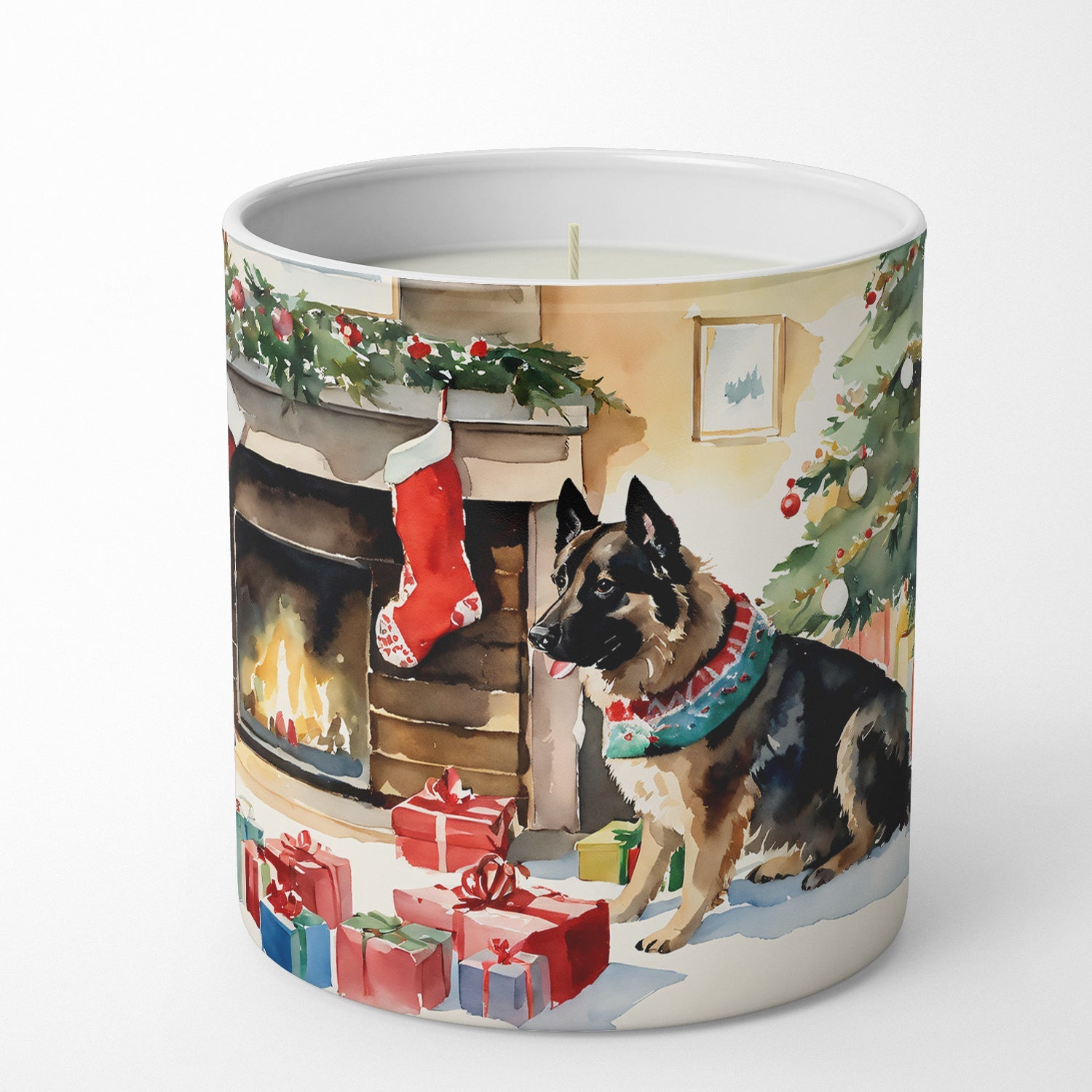 Norwegian Buhund Cozy Christmas Decorative Soy Candle Nature Soy Wax Essential Oil Home Decor Ideal for Bedroom Kitchen Bath Office Gift, 10 oz