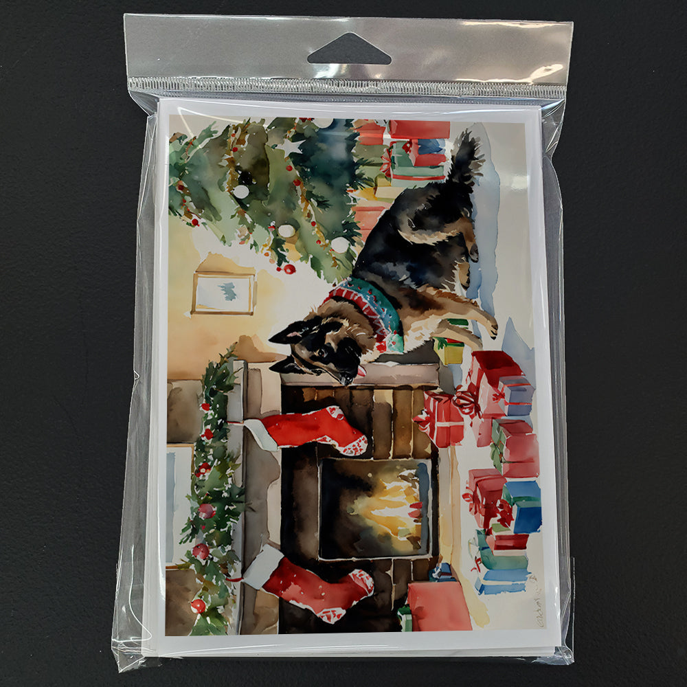Norwegian Buhund Cozy Christmas Greeting Cards Pack of 8 Blank Cards with Envelopes Whimsical A7 Size 5x7