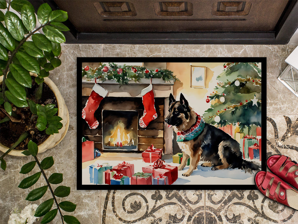 Norwegian Buhund Cozy Christmas Doormat Indoor Outdoor 24H X 36W Front Door Mat Rugs for Entryway, Non Slip Washable Low Pile,