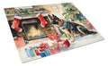 Norwegian Buhund Cozy Christmas Cutting Board Tempered Glass Kitchen Cutting Surface, Heat Resistant Chopping, Non-Slip Feet, Food Prep & Serving
