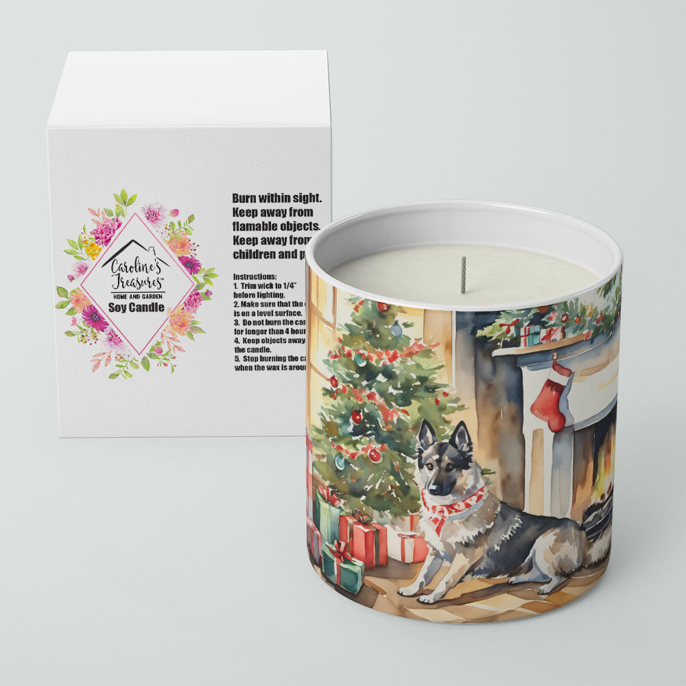 Norwegian Elkhound Cozy Christmas Decorative Soy Candle Nature Soy Wax Essential Oil Home Decor Ideal for Bedroom Kitchen Bath Office Gift, 10 oz