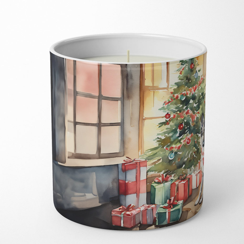 Norwegian Elkhound Cozy Christmas Decorative Soy Candle Nature Soy Wax Essential Oil Home Decor Ideal for Bedroom Kitchen Bath Office Gift, 10 oz