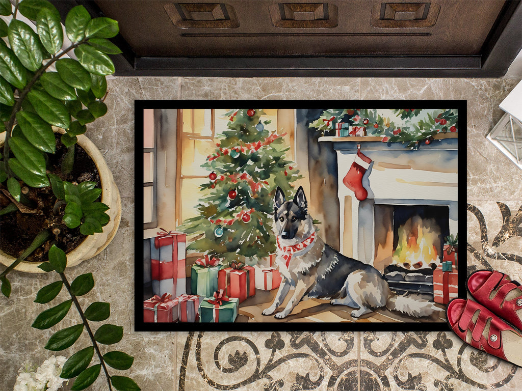 Norwegian Elkhound Cozy Christmas Doormat Indoor Outdoor 24H X 36W Front Door Mat Rugs for Entryway, Non Slip Washable Low Pile,