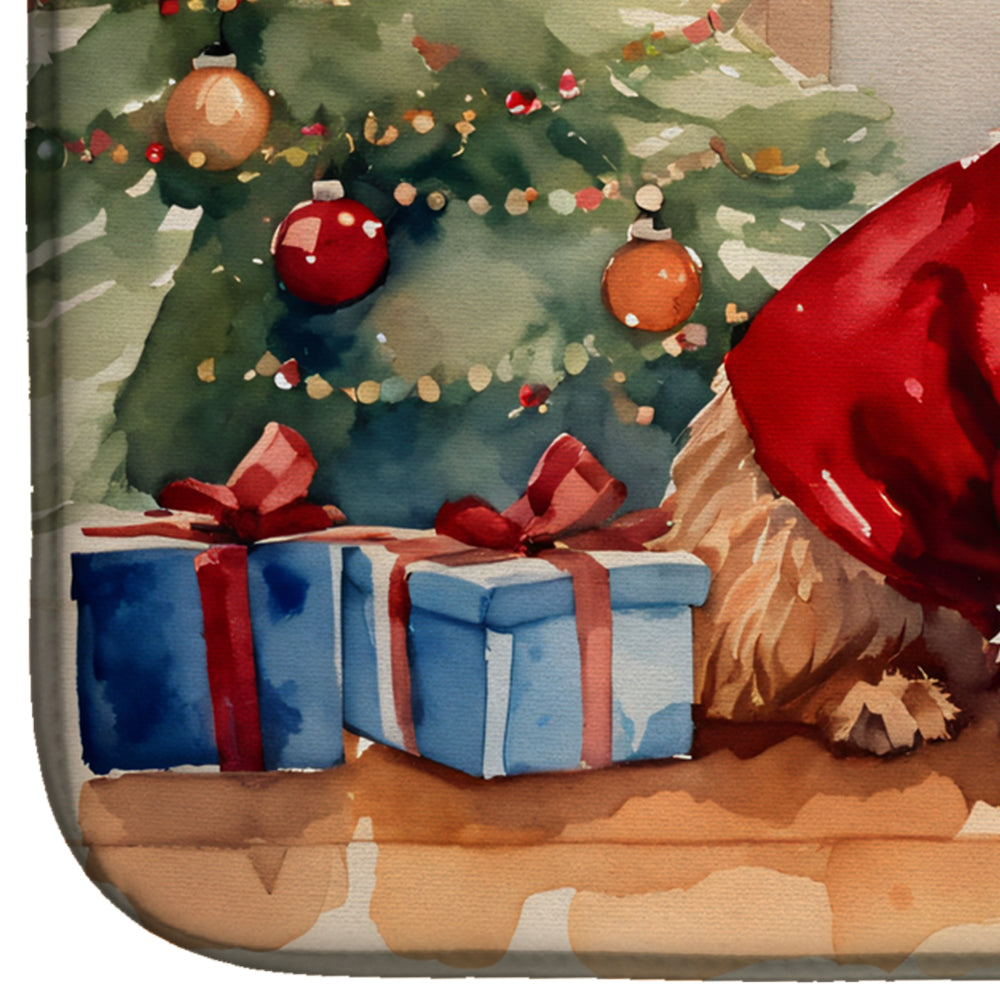 Norwich Terrier Cozy Christmas Dish Drying Mat Absorbent Dish Drying Mat Pad for Kitchen Counter Dish Drainer Mat for Countertop, 14 x 21", Multicolor
