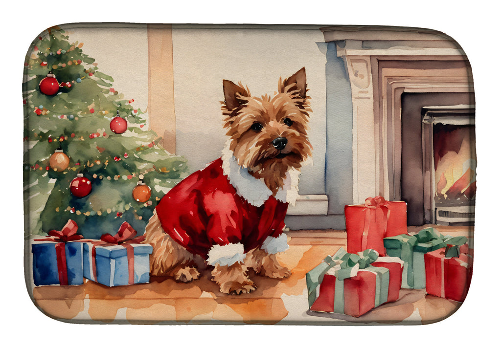 Norwich Terrier Cozy Christmas Dish Drying Mat Absorbent Dish Drying Mat Pad for Kitchen Counter Dish Drainer Mat for Countertop, 14 x 21", Multicolor