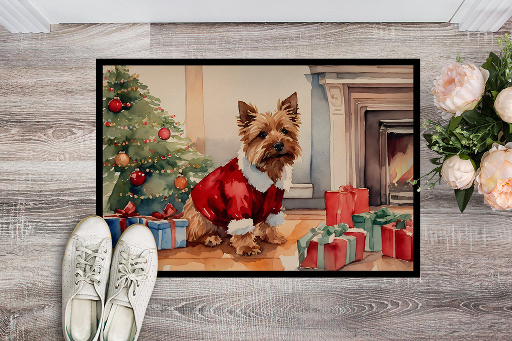 Norwich Terrier Cozy Christmas Doormat Indoor Outdoor 24H X 36W Front Door Mat Rugs for Entryway, Non Slip Washable Low Pile,