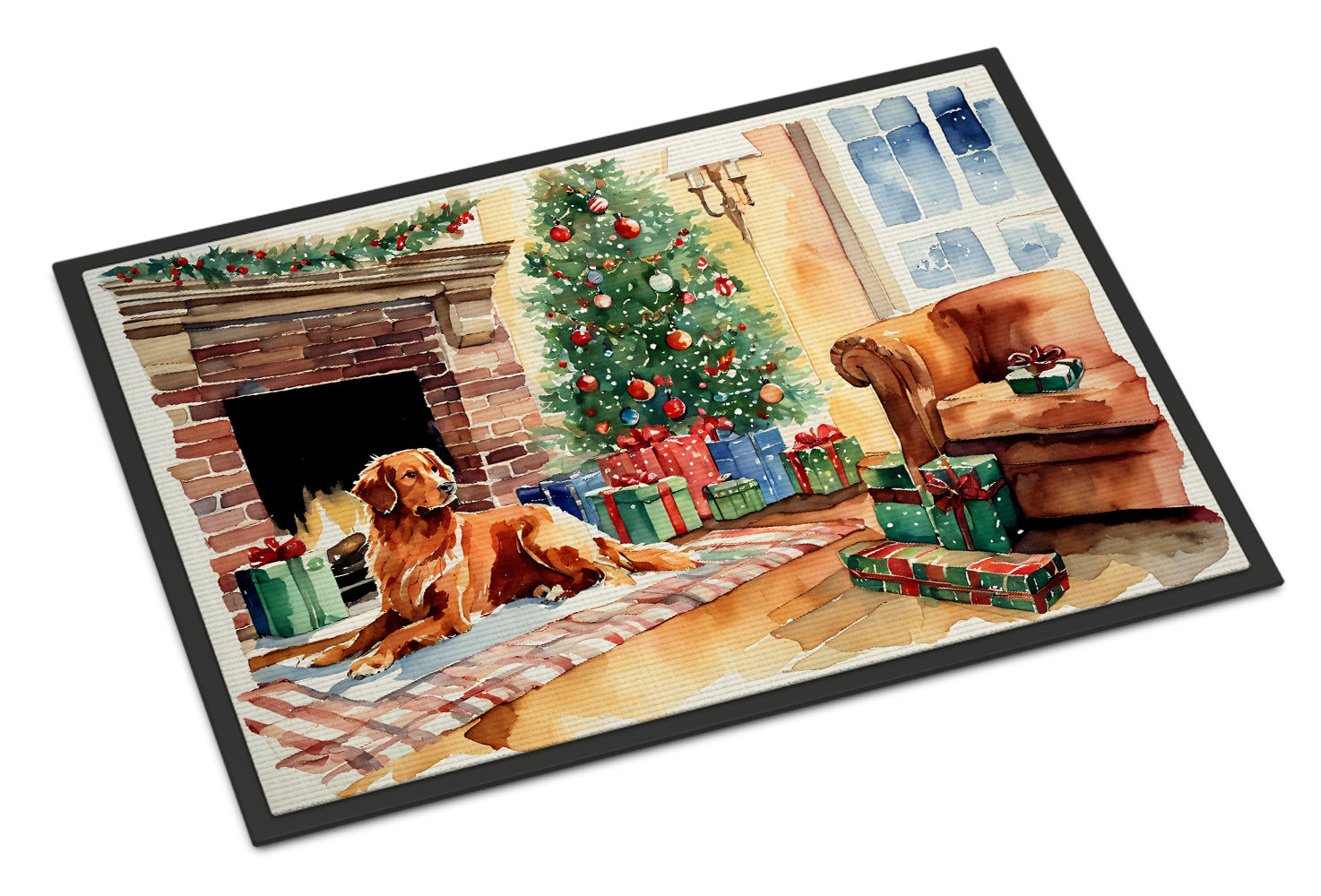Nova Scotia Duck Tolling Retriever Cozy Christmas Doormat Indoor Outdoor 24H X 36W Front Door Mat Rugs for Entryway, Non Slip Washable Low Pile,