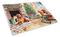 Nova Scotia Duck Tolling Retriever Cozy Christmas Cutting Board Tempered Glass Kitchen Cutting Surface, Heat Resistant Chopping, Non-Slip Feet, Food Prep & Serving