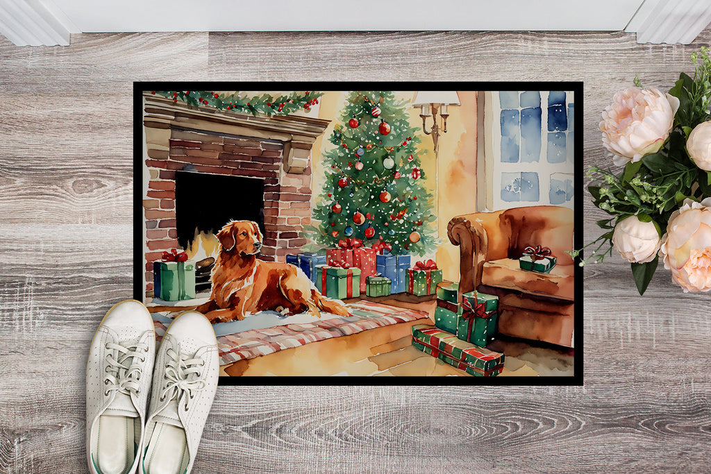 Nova Scotia Duck Tolling Retriever Cozy Christmas Doormat Indoor Outdoor 18H X 27W Front Door Mat Rugs for Entryway, Non Slip Washable