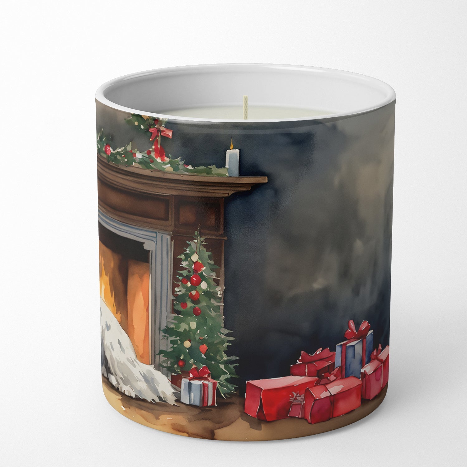 Old English Sheepdog Cozy Christmas Decorative Soy Candle Nature Soy Wax Essential Oil Home Decor Ideal for Bedroom Kitchen Bath Office Gift, 10 oz