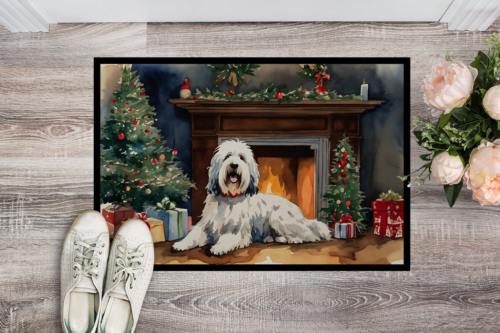 Old English Sheepdog Cozy Christmas Doormat Indoor Outdoor 18H X 27W Front Door Mat Rugs for Entryway, Non Slip Washable