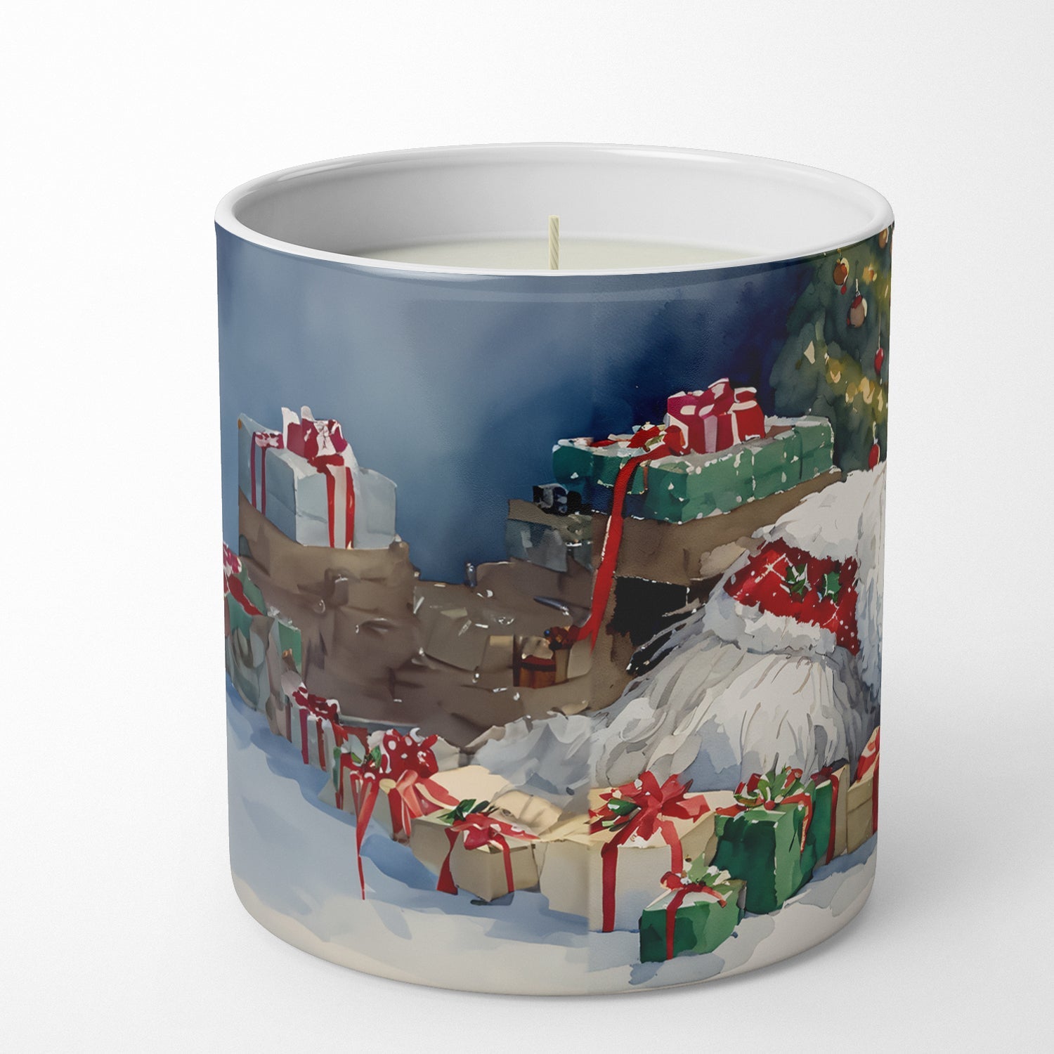 Old English Sheepdog Cozy Christmas Decorative Soy Candle Nature Soy Wax Essential Oil Home Decor Ideal for Bedroom Kitchen Bath Office Gift, 10 oz