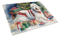 Old English Sheepdog Cozy Christmas Cutting Board Tempered Glass Kitchen Cutting Surface, Heat Resistant Chopping, Non-Slip Feet, Food Prep & Serving