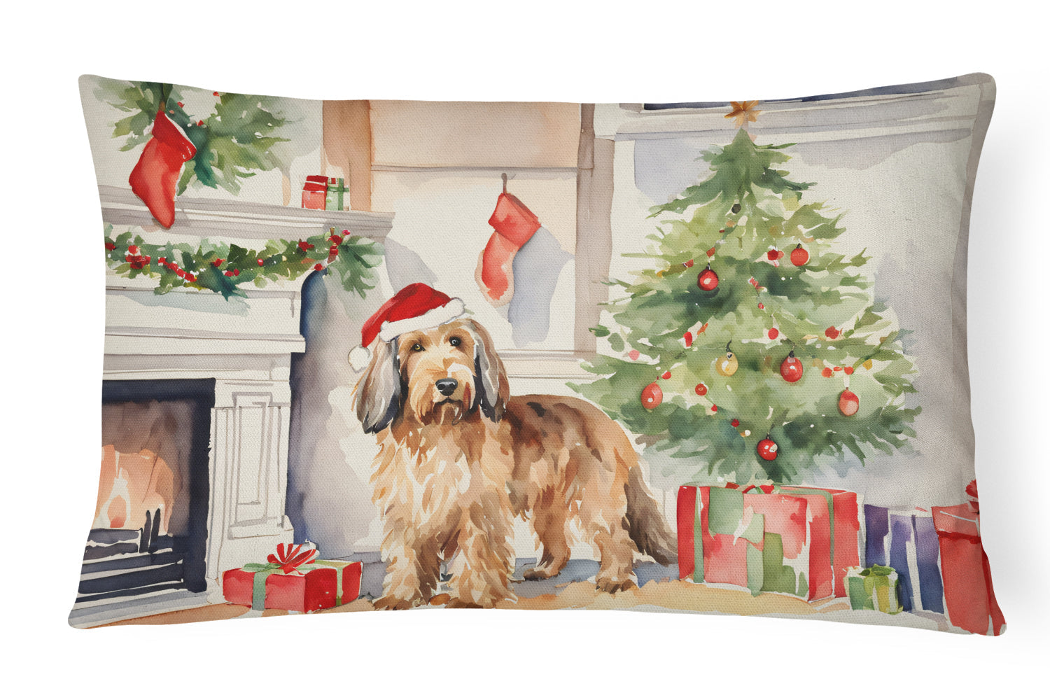 Otterhound Cozy Christmas Decorative Throw Pillow 12x16 Indoor Outdoor Accent Cushion, Fabric Cover with Insert for Sofa, Bed, Porch & Living Room