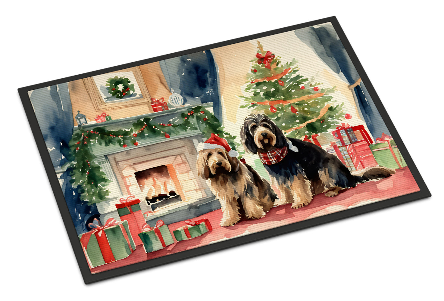 Otterhound Cozy Christmas Doormat Indoor Outdoor 24H X 36W Front Door Mat Rugs for Entryway, Non Slip Washable Low Pile,
