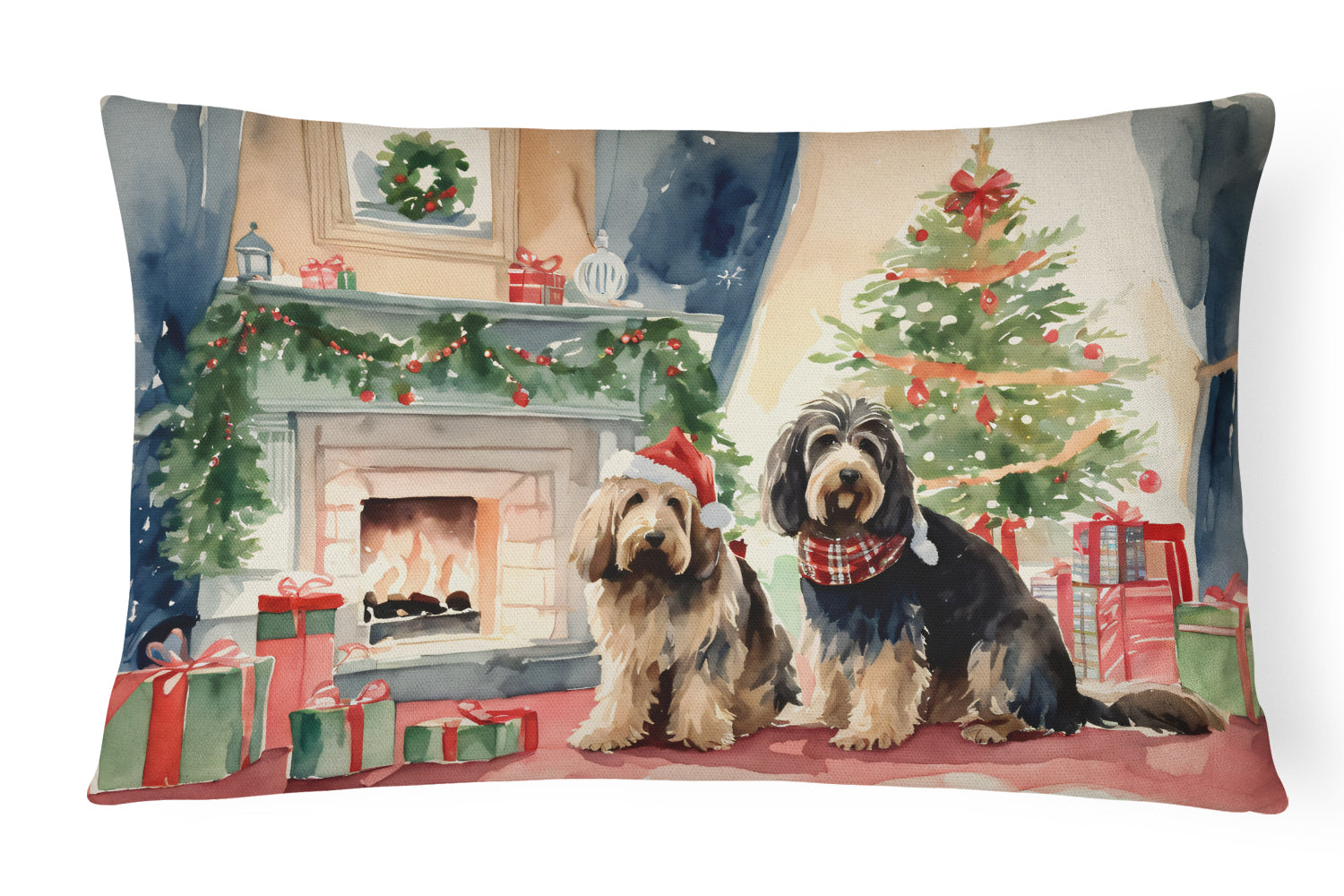 Otterhound Cozy Christmas Decorative Throw Pillow 12x16 Indoor Outdoor Accent Cushion, Fabric Cover with Insert for Sofa, Bed, Porch & Living Room