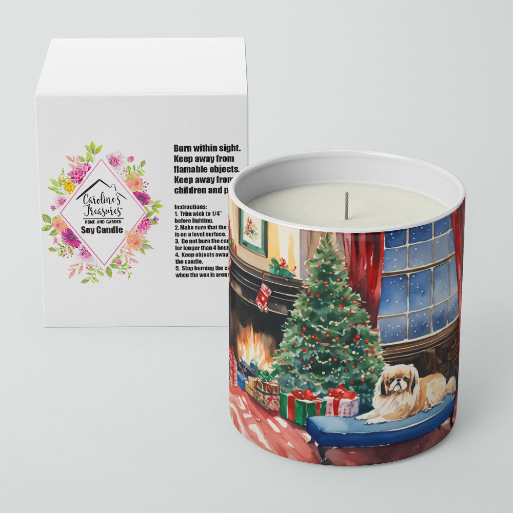 Pekingese Cozy Christmas Decorative Soy Candle Nature Soy Wax Essential Oil Home Decor Ideal for Bedroom Kitchen Bath Office Gift, 10 oz