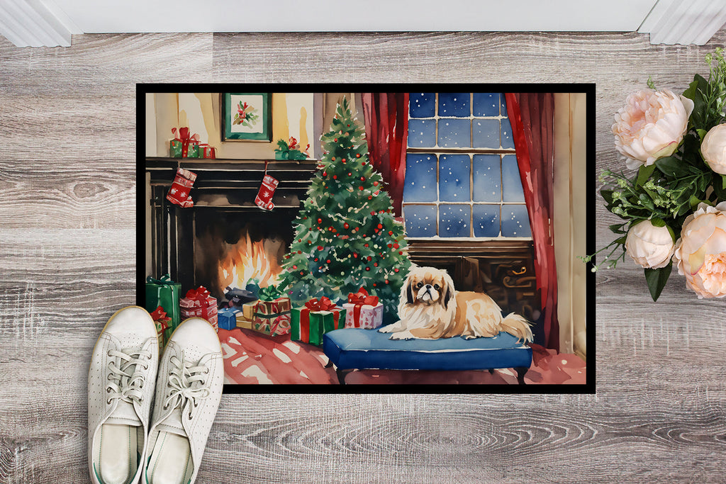 Pekingese Cozy Christmas Doormat Indoor Outdoor 24H X 36W Front Door Mat Rugs for Entryway, Non Slip Washable Low Pile,