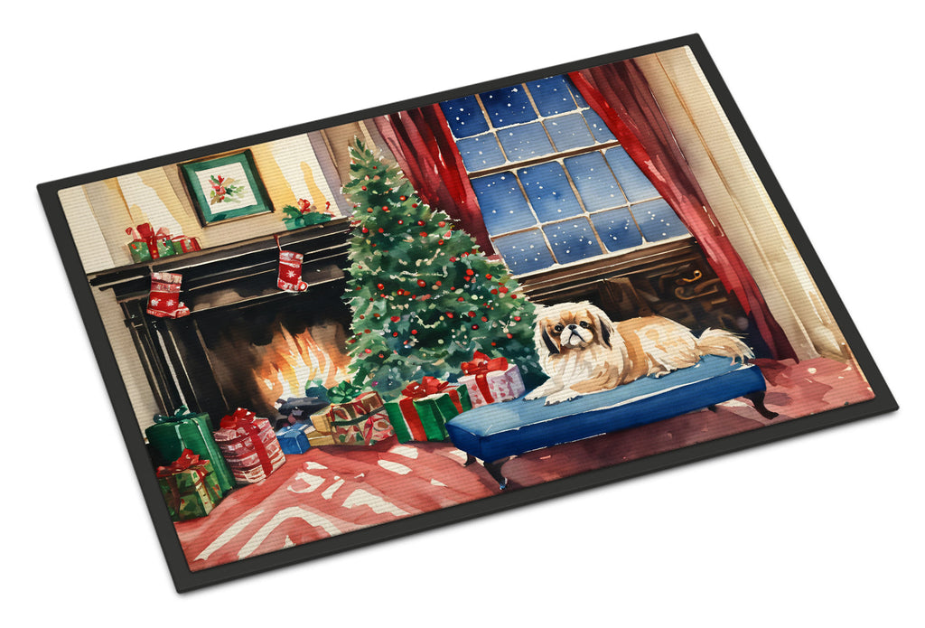 Pekingese Cozy Christmas Doormat Indoor Outdoor 18H X 27W Front Door Mat Rugs for Entryway, Non Slip Washable