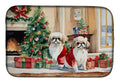 Pekingese Cozy Christmas Dish Drying Mat Absorbent Dish Drying Mat Pad for Kitchen Counter Dish Drainer Mat for Countertop, 14 x 21", Multicolor