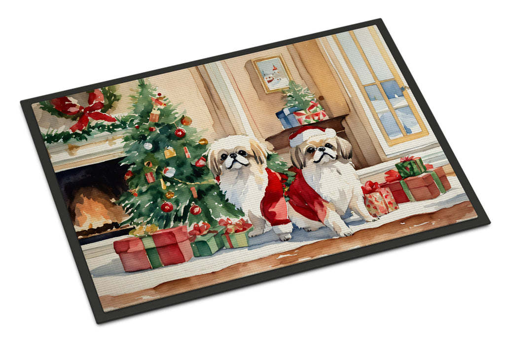Pekingese Cozy Christmas Doormat Indoor Outdoor 24H X 36W Front Door Mat Rugs for Entryway, Non Slip Washable Low Pile,