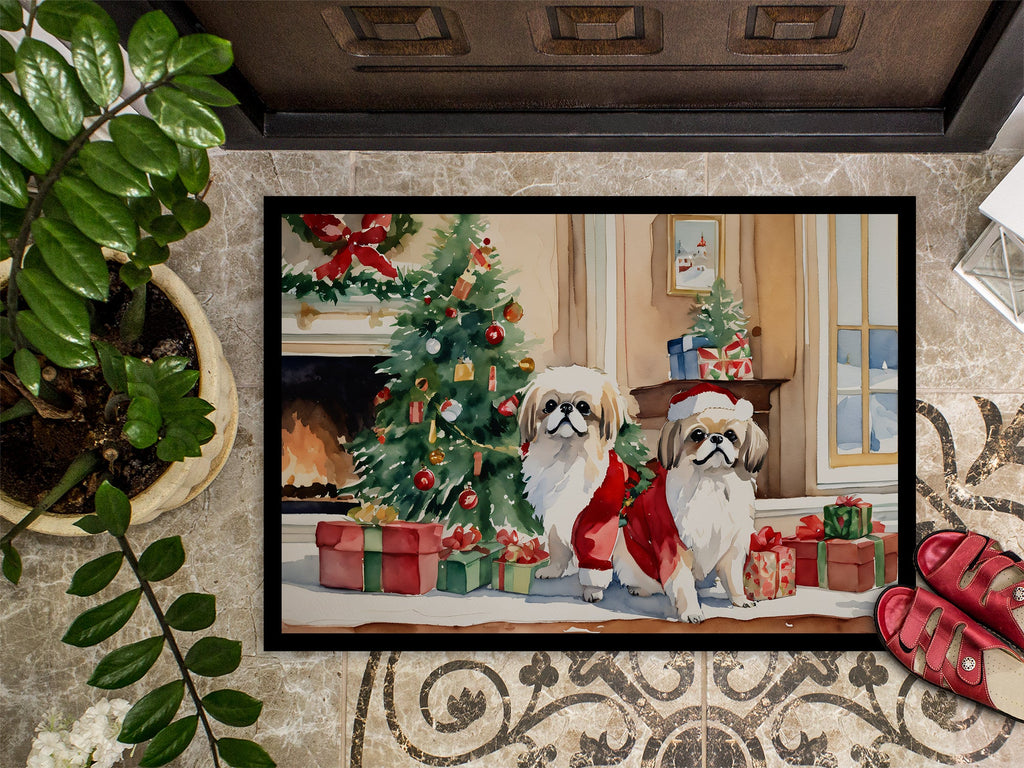 Pekingese Cozy Christmas Doormat Indoor Outdoor 24H X 36W Front Door Mat Rugs for Entryway, Non Slip Washable Low Pile,