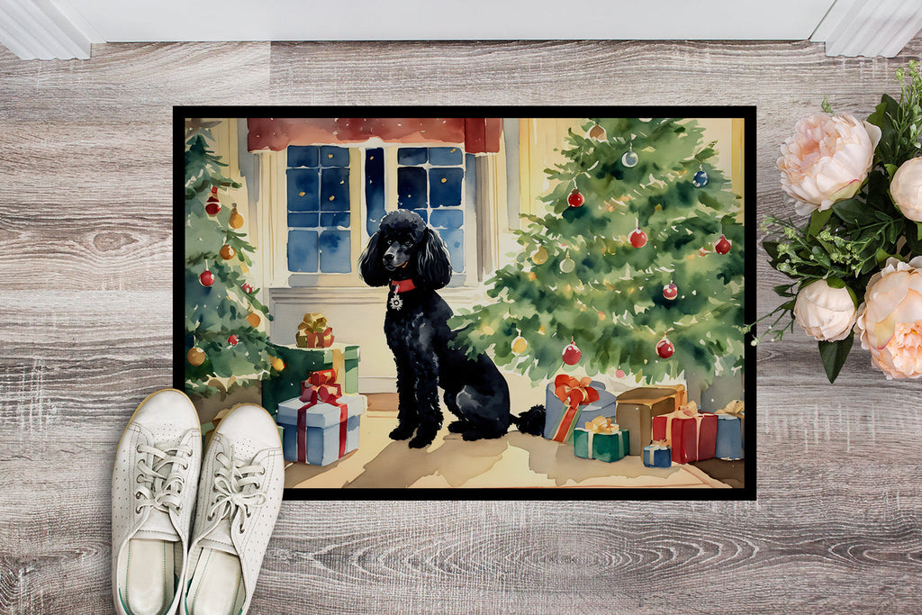 Poodle Cozy Christmas Doormat Indoor Outdoor 18H X 27W Front Door Mat Rugs for Entryway, Non Slip Washable