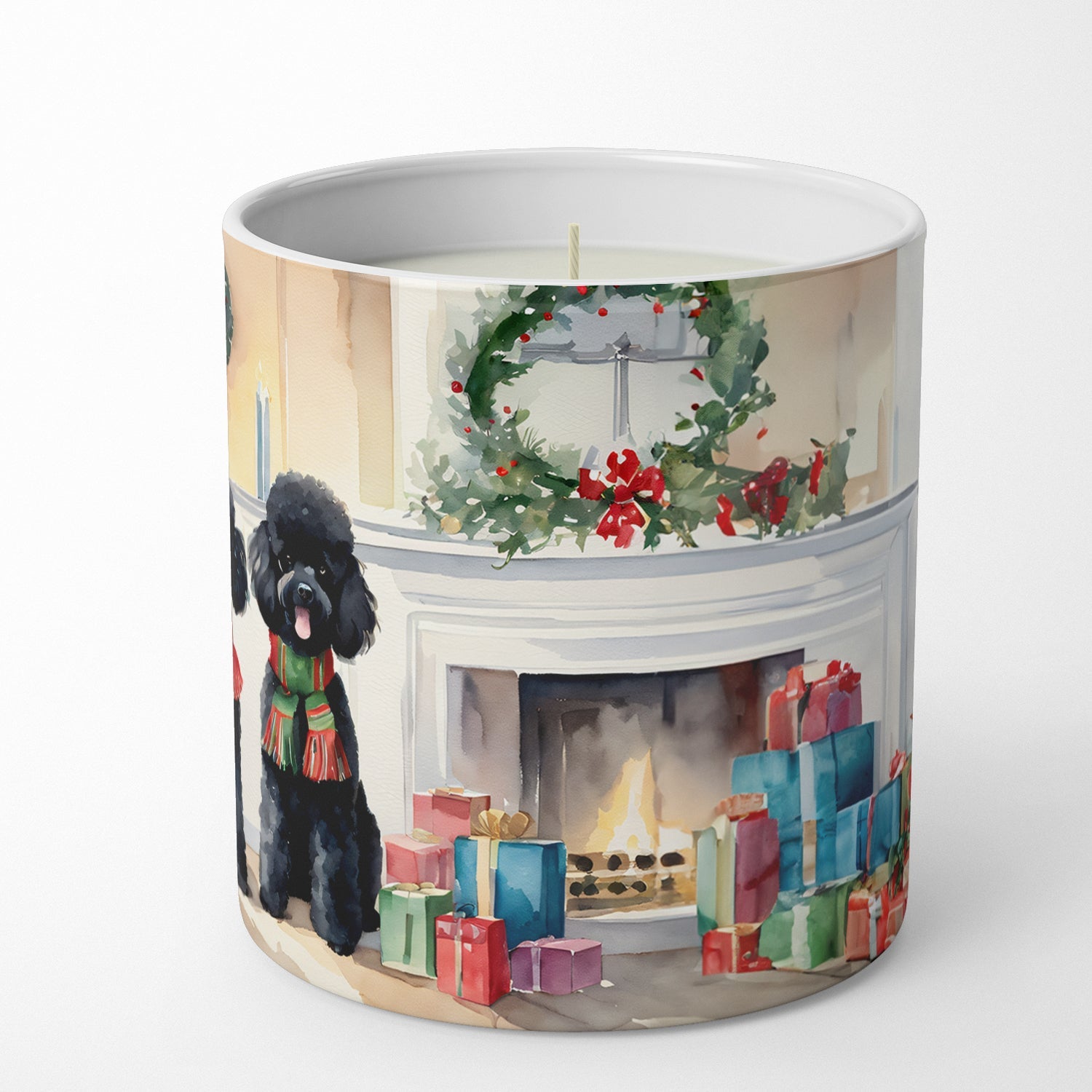 Poodle Cozy Christmas Decorative Soy Candle Nature Soy Wax Essential Oil Home Decor Ideal for Bedroom Kitchen Bath Office Gift, 10 oz