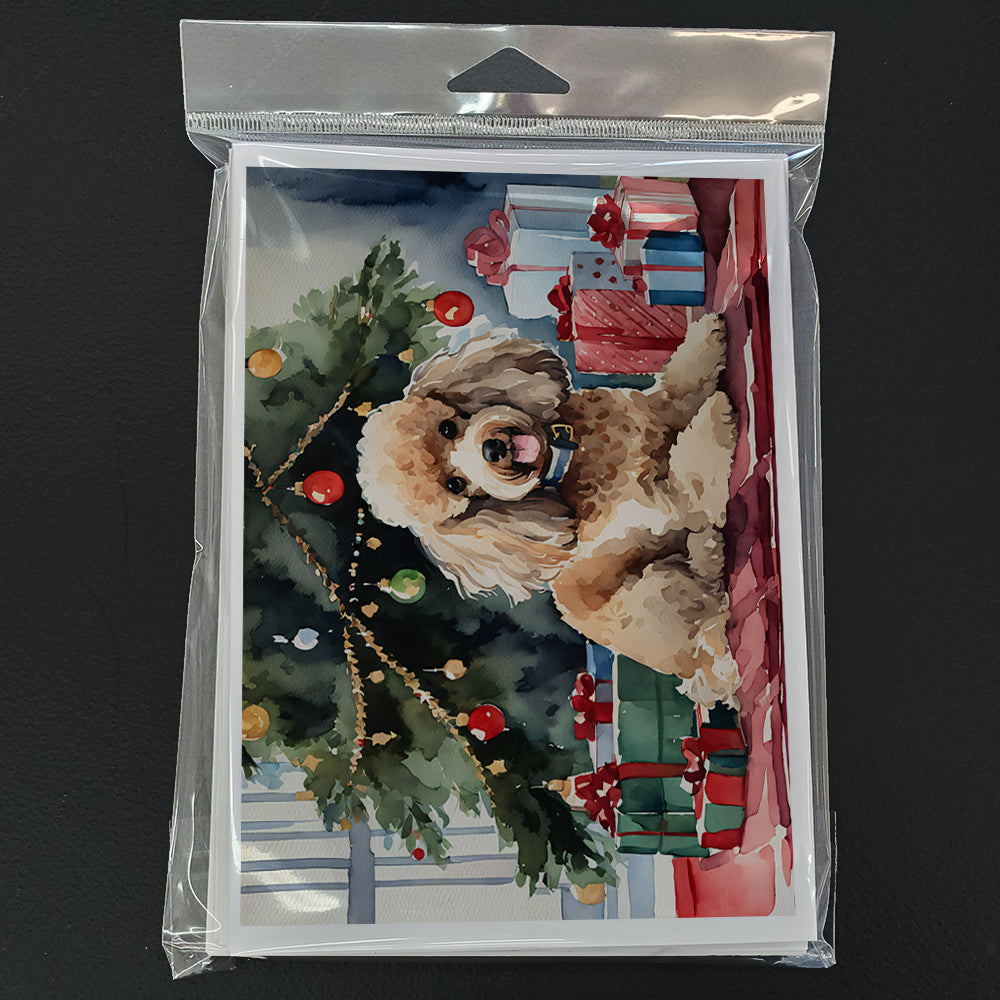 Poodle Cozy Christmas Greeting Cards Pack of 8 Blank Cards with Envelopes Whimsical A7 Size 5x7