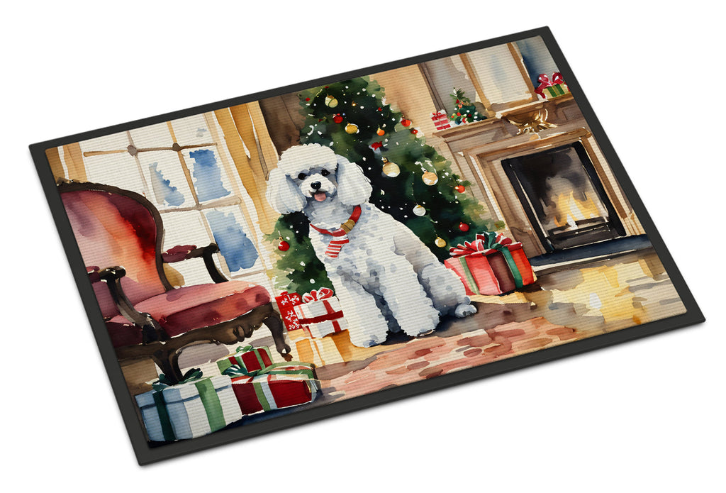 Poodle Cozy Christmas Doormat Indoor Outdoor 18H X 27W Front Door Mat Rugs for Entryway, Non Slip Washable