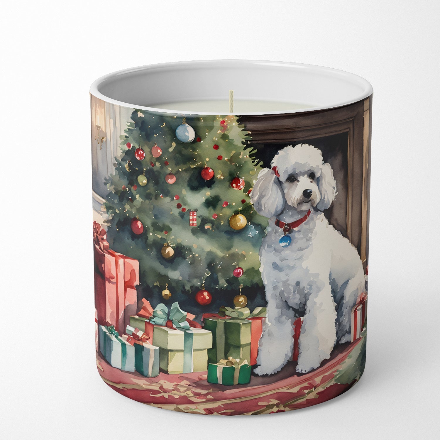 Poodle Cozy Christmas Decorative Soy Candle Nature Soy Wax Essential Oil Home Decor Ideal for Bedroom Kitchen Bath Office Gift, 10 oz
